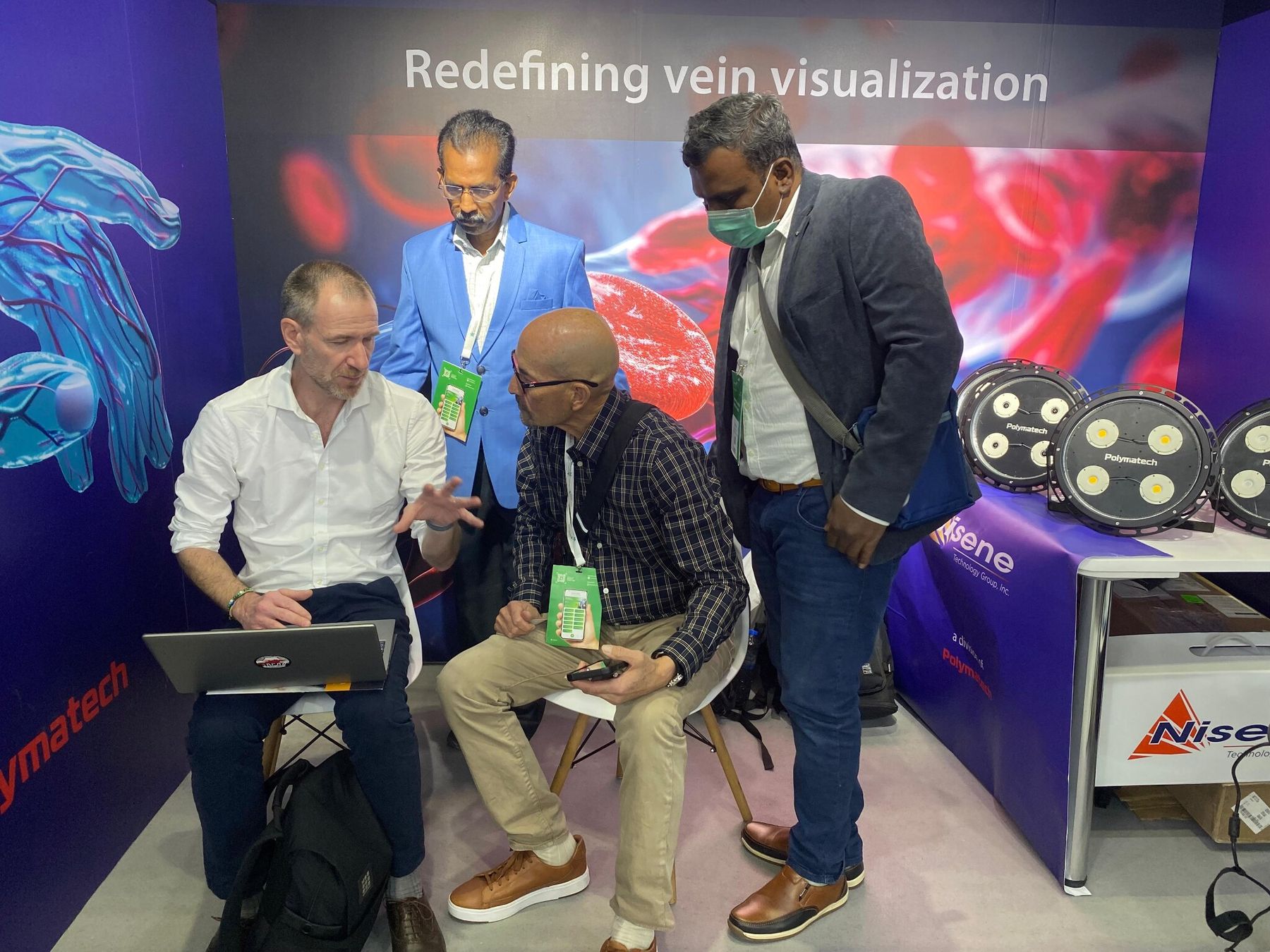 Product discussion with international visitors